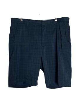 Sunice Navy Plaid Performance Flat Front Golf Shorts, size 38
